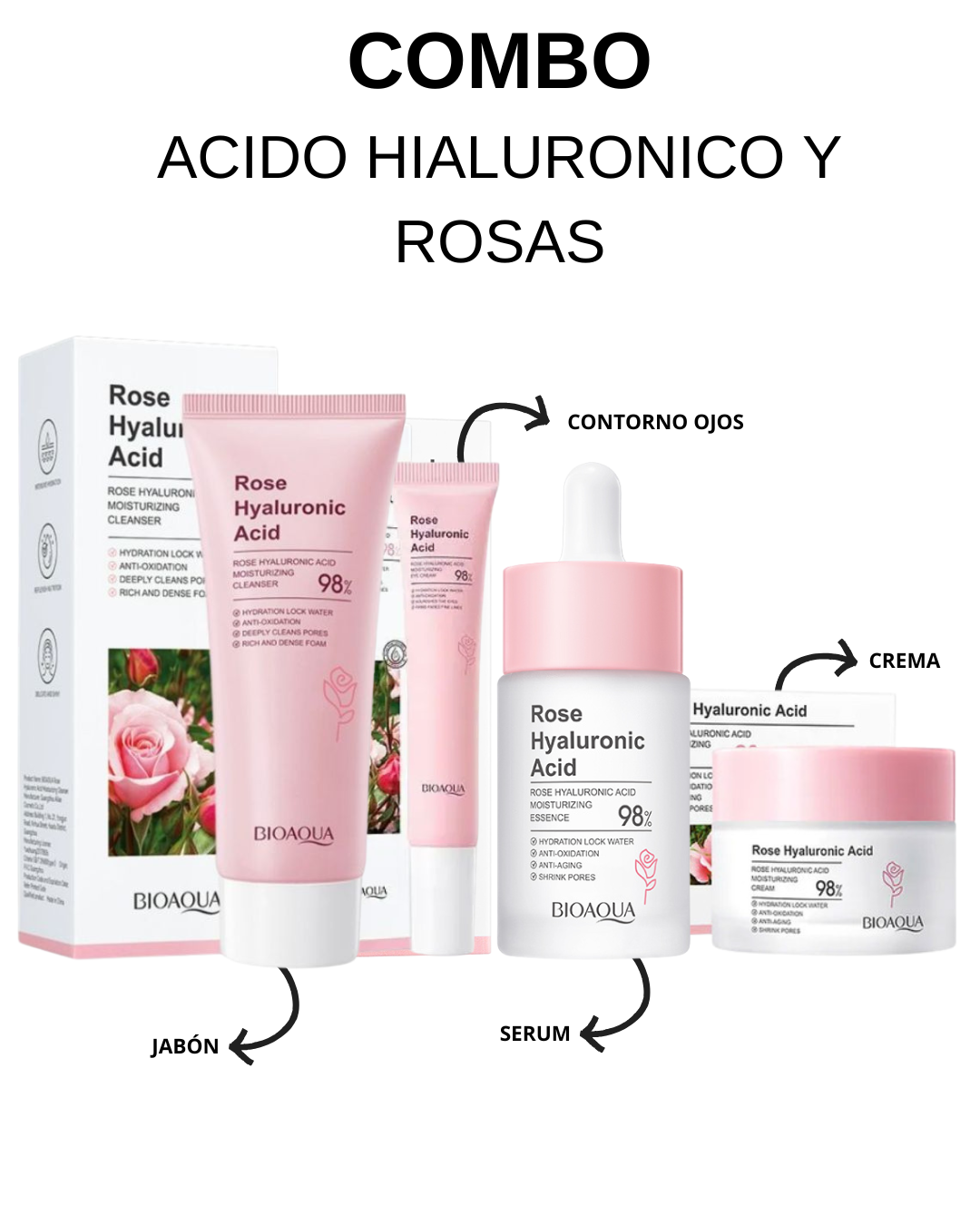 COMBO ROSAS Y ACIDO HIALURONICO BIOAQUA